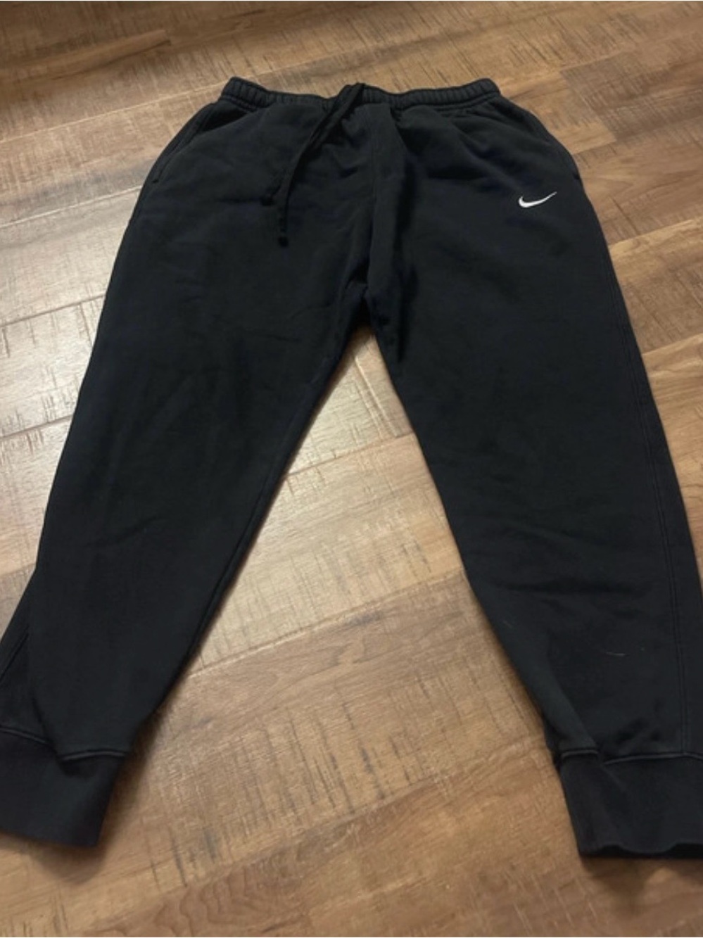 Nike Kids Black Jogger Sweatpants with White Swoosh